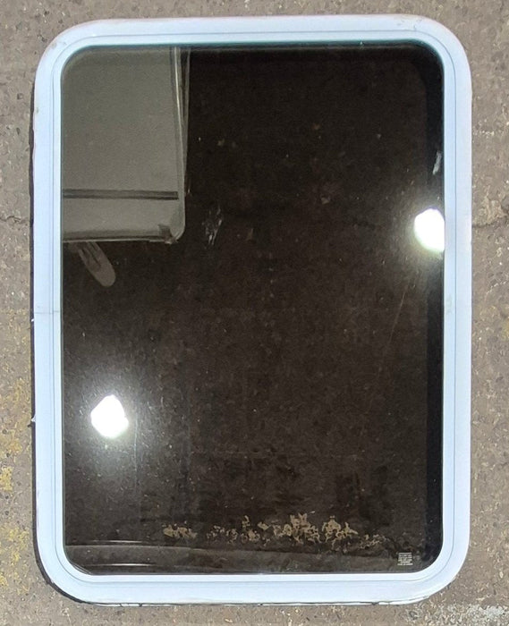Used White Radius Non Opening Window : 26 1/4" W x 35 1/2" H x 1 7/8" D