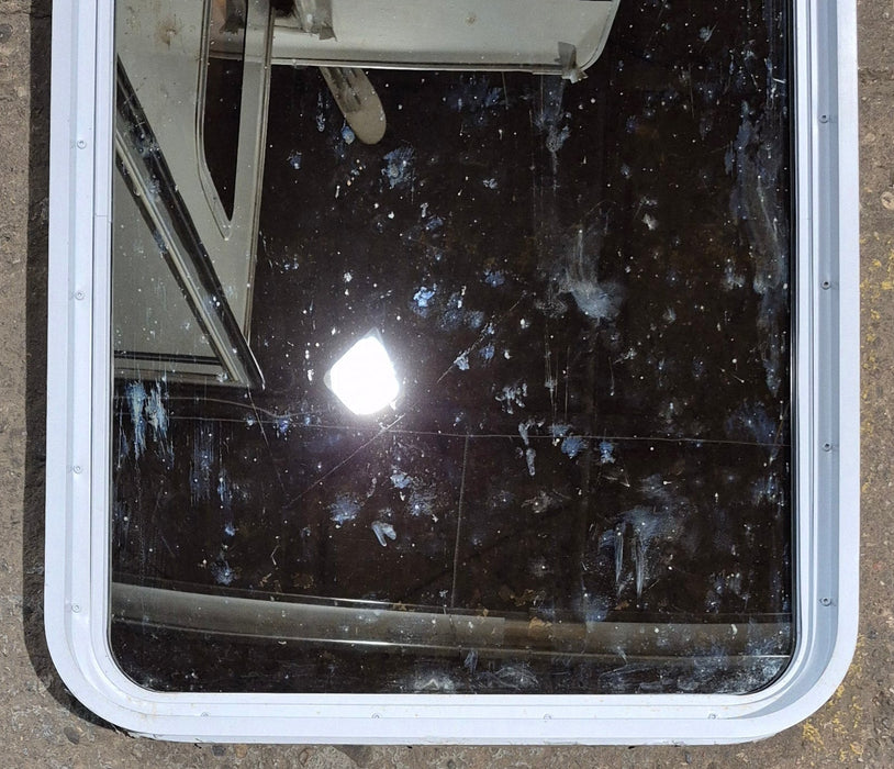 Used White Radius Non Opening Window : 26 1/4" W x 35 1/2" H x 1 7/8" D