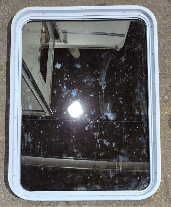 Used White Radius Non Opening Window : 26 1/4" W x 35 1/2" H x 1 7/8" D