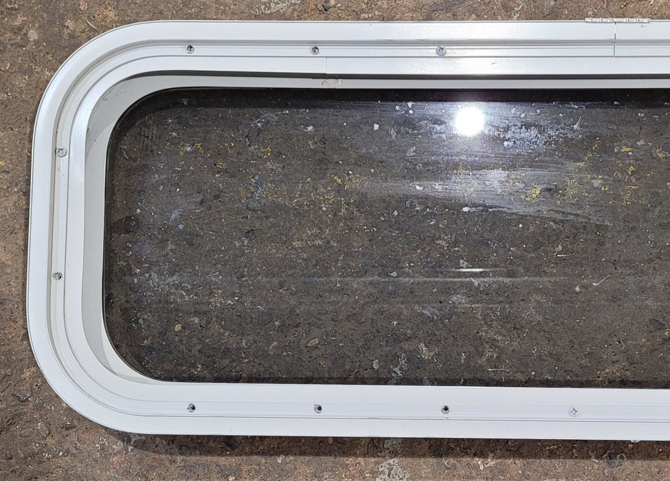 Used White Radius Non Opening Window : 35 1/2" W x 11 1/2" H x 1 7/8" D