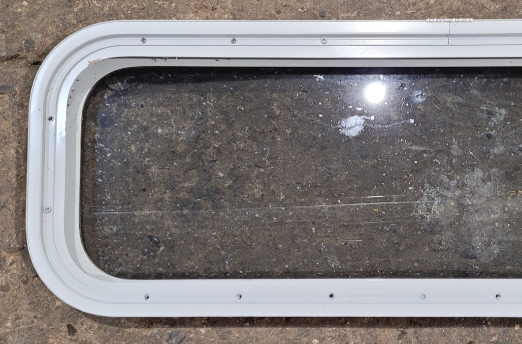 Used White Radius Non Opening Window : 35 1/2" W x 11 1/2" H x 1 7/8" D