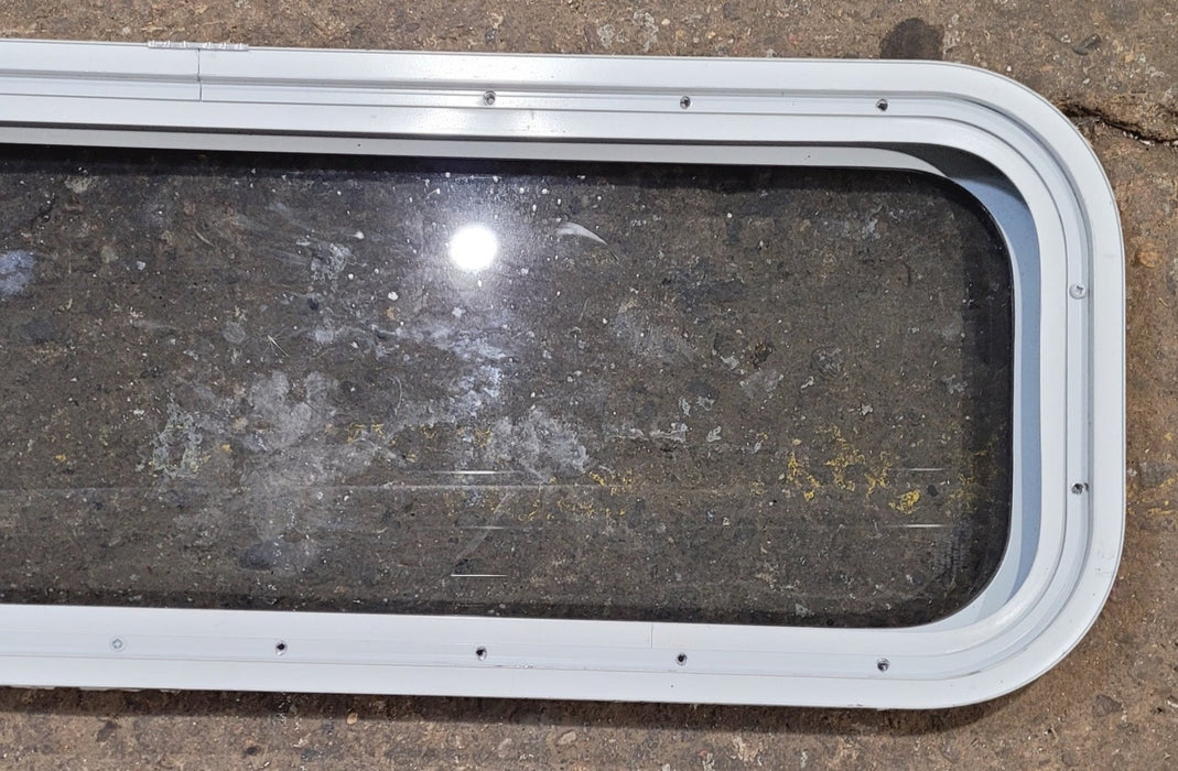 Used White Radius Non Opening Window : 35 1/2" W x 11 1/2" H x 1 7/8" D