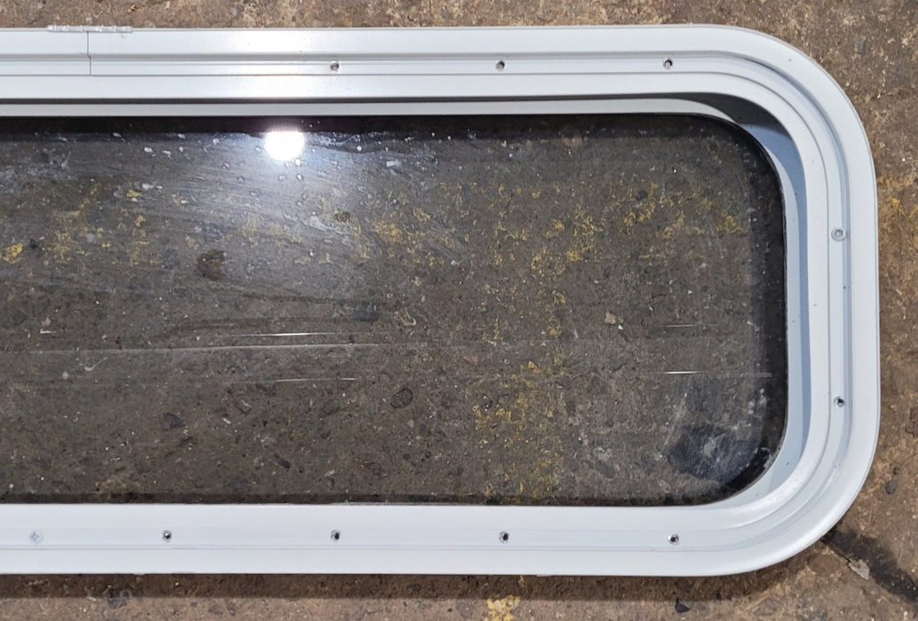 Used White Radius Non Opening Window : 35 1/2" W x 11 1/2" H x 1 7/8" D