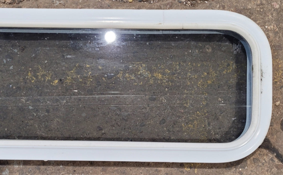Used White Radius Non Opening Window : 35 1/2" W x 11 1/2" H x 1 7/8" D