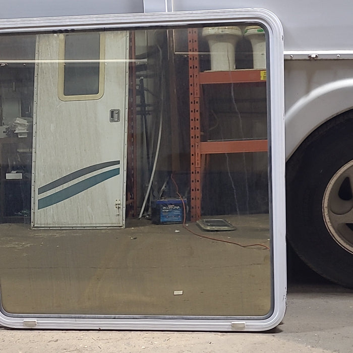 Used White Radius Non Opening Window : 41 1/2" W x 42 1/4" H x 1 7/8" D