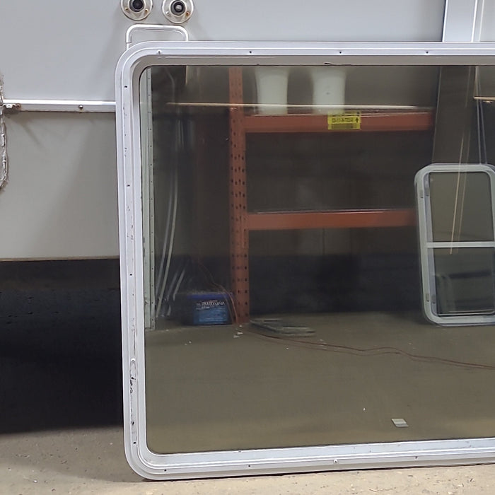 Used White Radius Non Opening Window : 41 1/2" W x 42 1/4" H x 1 7/8" D