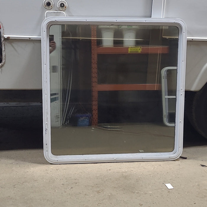Used White Radius Non Opening Window : 41 1/2" W x 42 1/4" H x 1 7/8" D