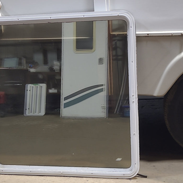 Used White Radius Non Opening Window : 41 1/2" W x 42 1/4" H x 1 7/8" D