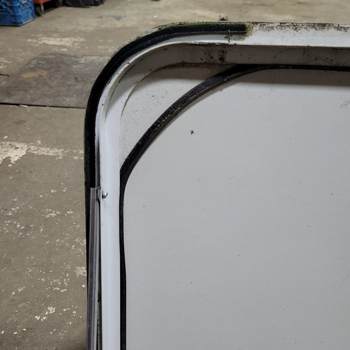 Used White Radius Non-Opening Window With Rock Guard Cover : 47 1/4 X 21 3/4  X 2" D