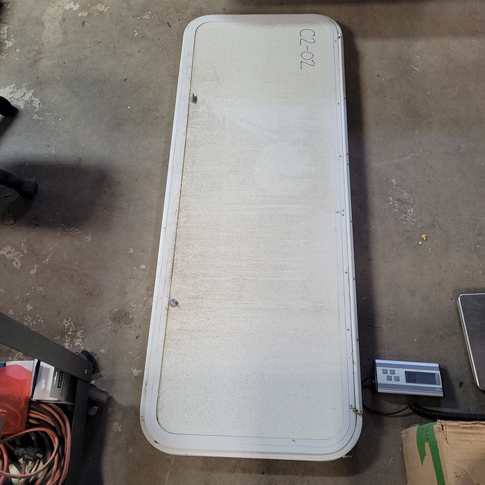 Used White Radius Non-Opening Window With Rock Guard Cover : 59 1/2  X 21 1/2  X 2" D