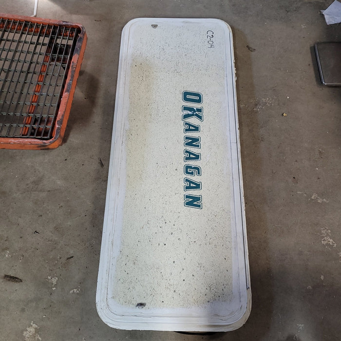 Used White Radius Non-Opening Window With Rock Guard Cover : 59 1/2  X 21  X 2" D