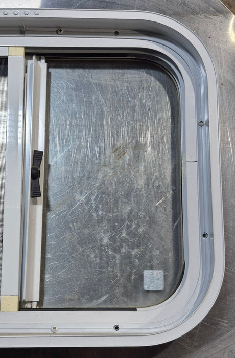 Used White Radius Opening Window : 17 1/2" W x 14 1/2" H x 1 7/8" D