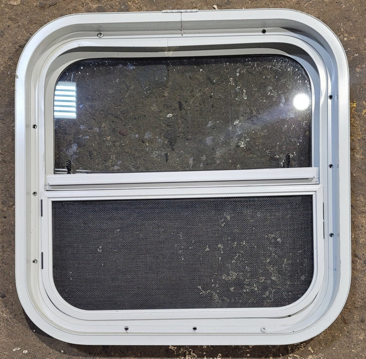 Used White Radius Opening Window : 17 1/2" W x 17 1/2" H x 1 7/8" D