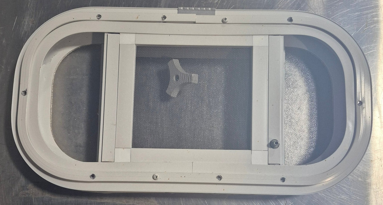 Used White Radius Opening Window : 17 1/2" W x 8 1/2" H x 1 1/8" D