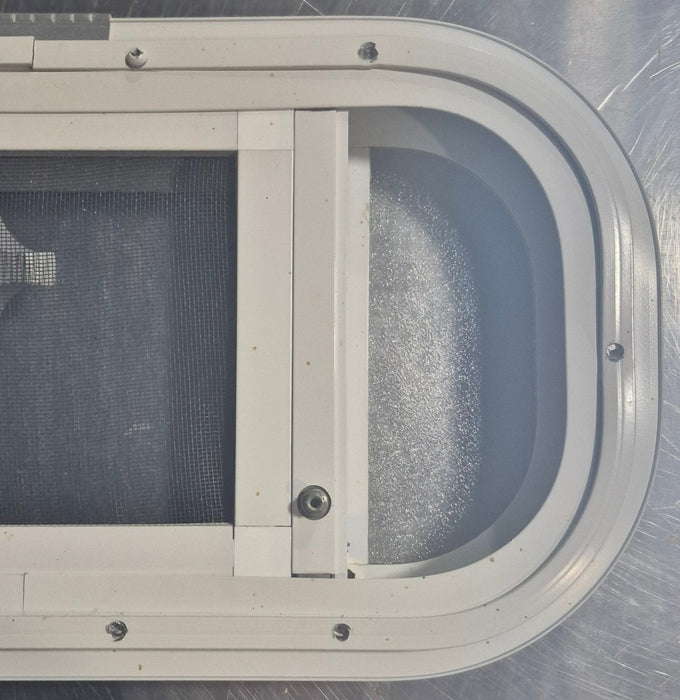 Used White Radius Opening Window : 17 1/2" W x 8 1/2" H x 1 1/8" D