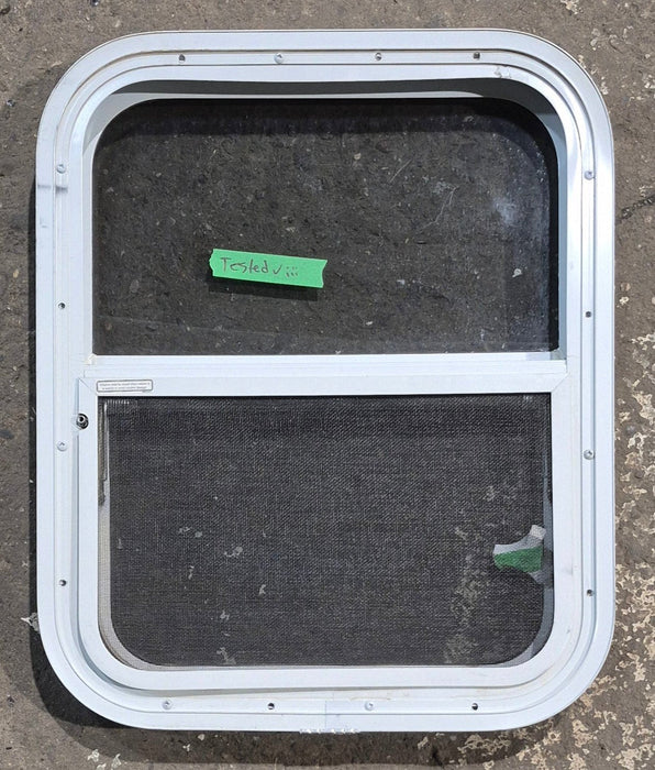 Used White Radius Opening Window : 17 1/4" W x 21 1/4" H x 1 3/4" D