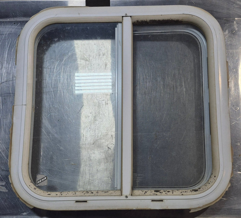 Used White Radius Opening Window : 18 1/4" W x 17 3/4" H x 1 3/4" D