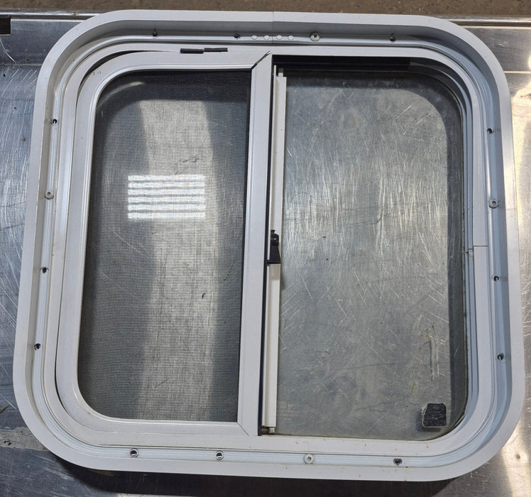 Used White Radius Opening Window : 18 1/4" W x 17 3/4" H x 1 3/4" D