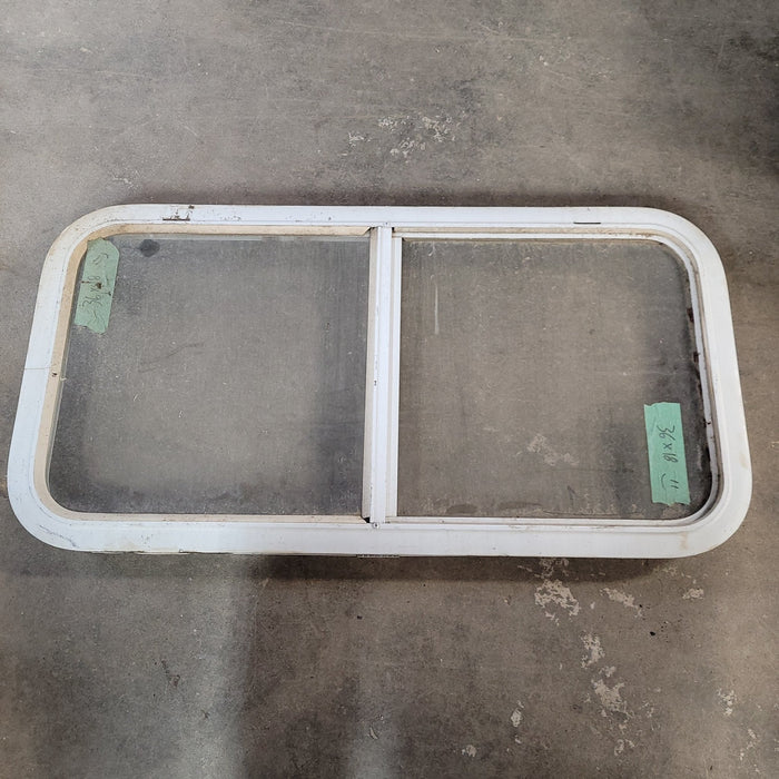 Used White Radius Opening Window : 18 X 36 X 2" D - Young Farts RV Parts