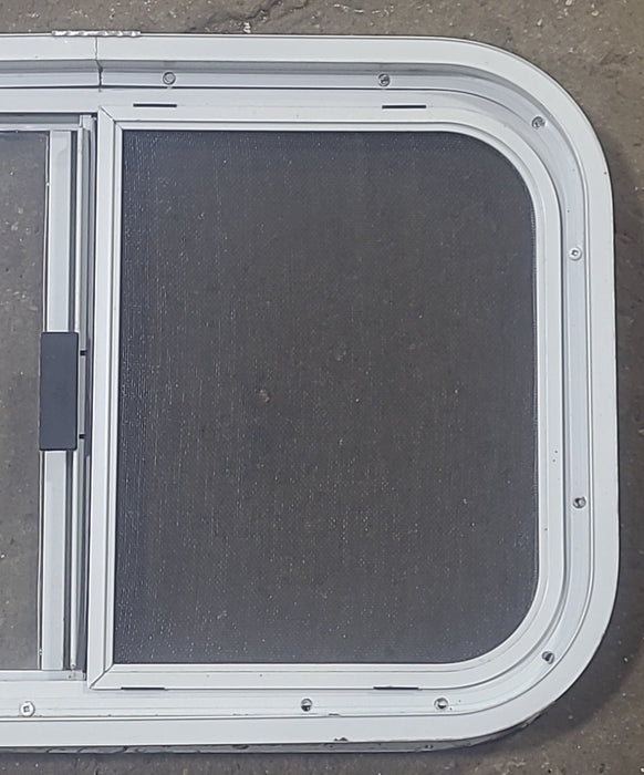 Used White Radius Opening Window : 23 1/2" W x 14 1/2" H x 1 7/8" D - Young Farts RV Parts