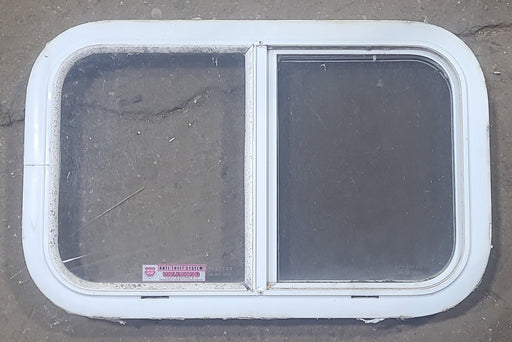 Used White Radius Opening Window : 23 1/2" W x 14 1/2" H x 1 7/8" D - Young Farts RV Parts