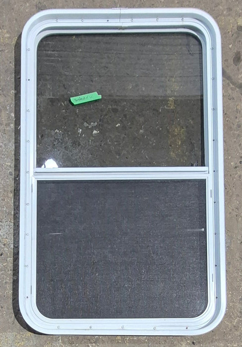 Used White Radius Opening Window : 23 1/2" W x 39 1/4" H x 1 7/8" D - Young Farts RV Parts
