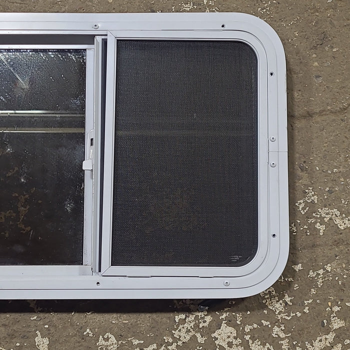 Used White Radius Opening Window : 24 1/4" W x 17 3/4" H x 1 7/8" D - Young Farts RV Parts