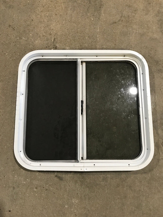 Used White Radius Opening Window : 24 1/4" W x 21 1/2" H x 2" D