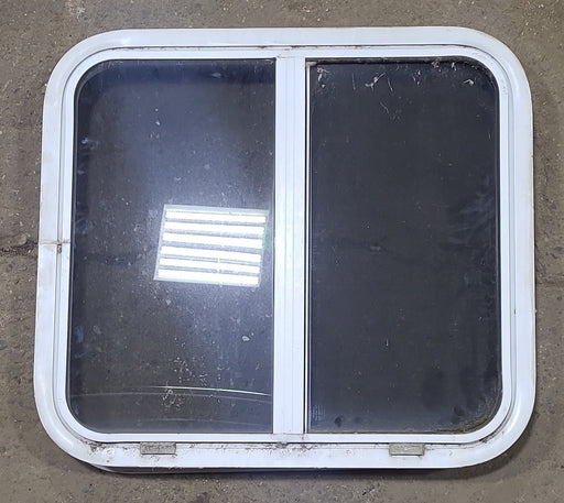 Used White Radius Opening Window : 24 1/4" W x 21 3/4" H x 2" D - Young Farts RV Parts