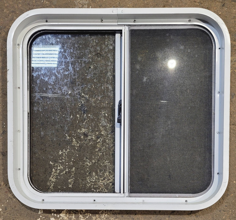 Used White Radius Opening Window : 24" W x 21 3/4" H x 1 7/8" D