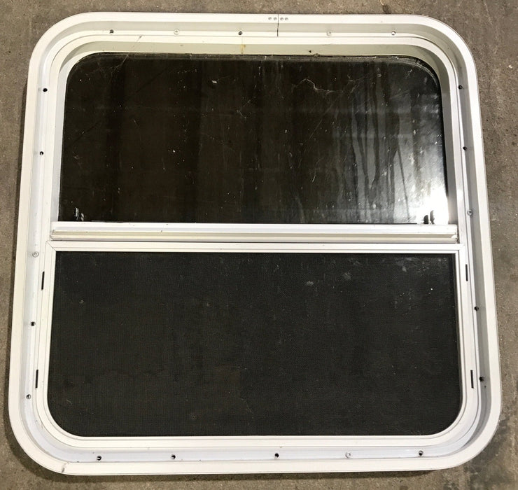 Used White Radius Opening Window : 25 1/2" W x 25 1/2" H x 1 7/8" D