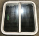 Used White Radius Opening Window : 26 1/2" W x 26 1/2" H x 2" D - Young Farts RV Parts