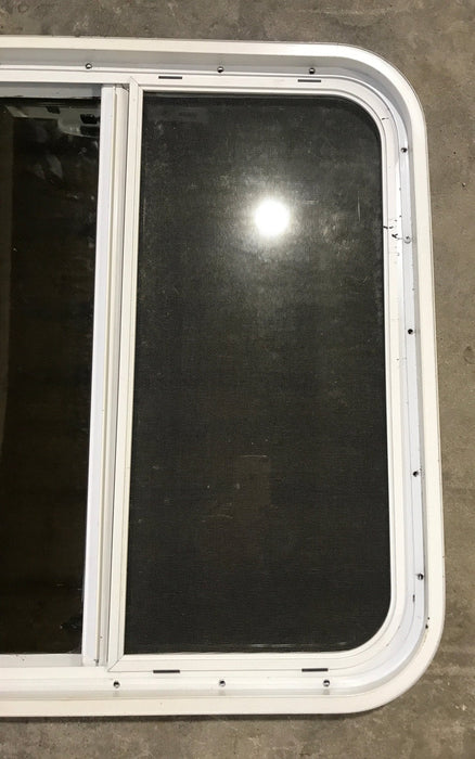 Used White Radius Opening Window : 26 1/2" W x 26 1/2" H x 2" D - Young Farts RV Parts
