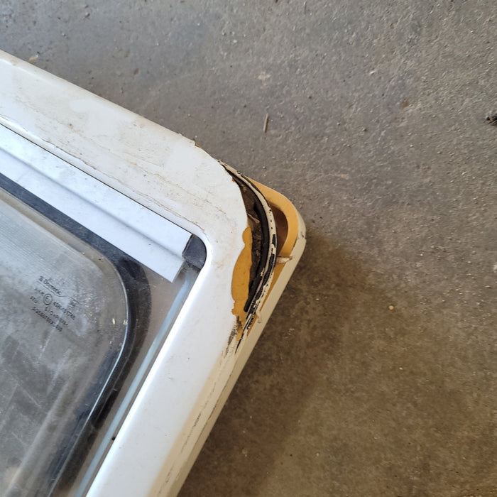 Used White Radius Opening Window : 27 1/2 X 15 1/2 X 2" D - Young Farts RV Parts