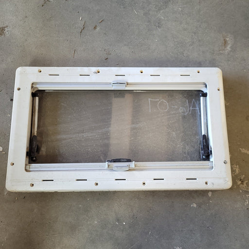 Used White Radius Opening Window : 27 1/2 X 15 1/2 X 2" D - Young Farts RV Parts