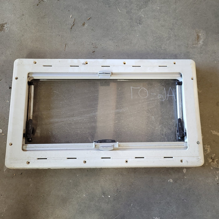 Used White Radius Opening Window : 27 1/2 X 15 1/2 X 2" D - Young Farts RV Parts