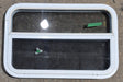 Used White Radius Opening Window : 29 1/2" W x 19 1/4" H x 1 7/8" D - Young Farts RV Parts
