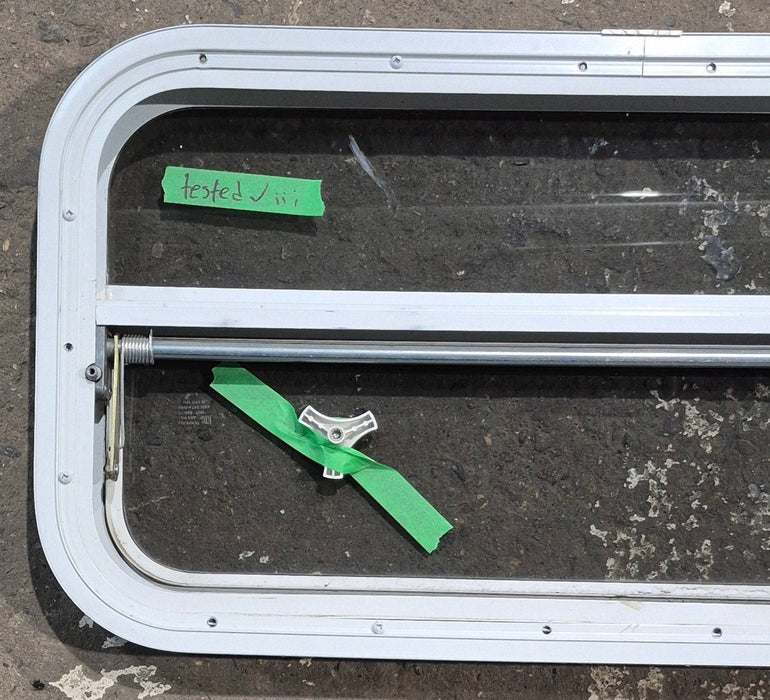 Used White Radius Opening Window : 29 1/4" W x 14 1/4" H x 1 3/4" D