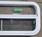 Used White Radius Opening Window : 35 1/2" W x 14 1/2" H x 1 1/2" D - Young Farts RV Parts