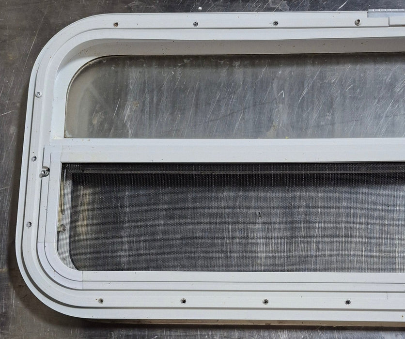 Used White Radius Opening Window : 35 1/2" W x 14 1/4" H x 1 1/4" D