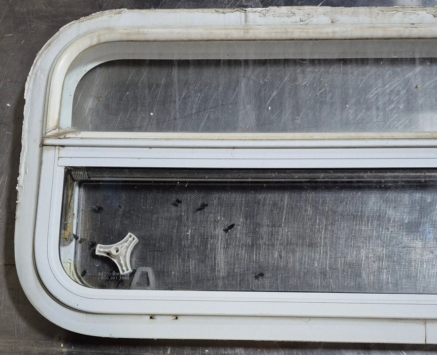 Used White Radius Opening Window : 35 1/2" W x 14 1/4" H x 1 1/4" D
