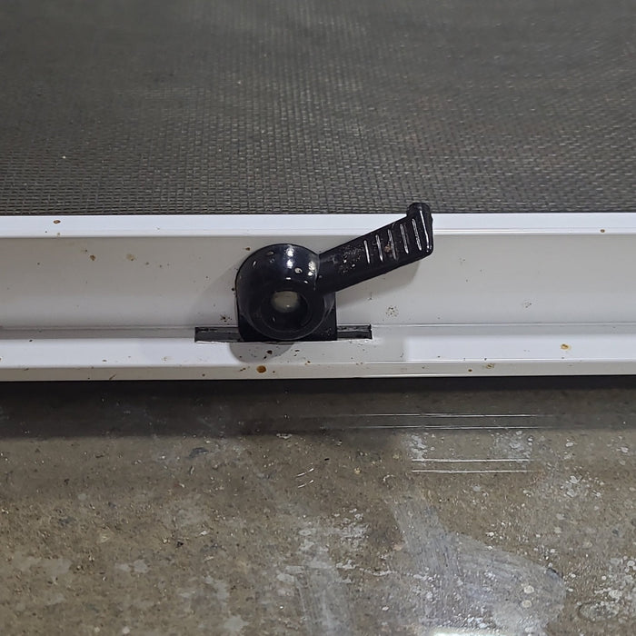 Used White Radius Opening Window : 35 1/2" W x 21 1/2" H x 1 1/4" D - Young Farts RV Parts