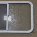 Used White Radius Opening Window : 35 1/2" W x 21 1/2" H x 1 1/4" D - Young Farts RV Parts