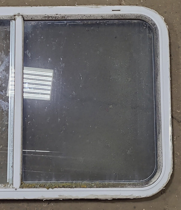 Used White Radius Opening Window : 35 1/2" W x 21 1/2" H x 1 1/4" D - Young Farts RV Parts