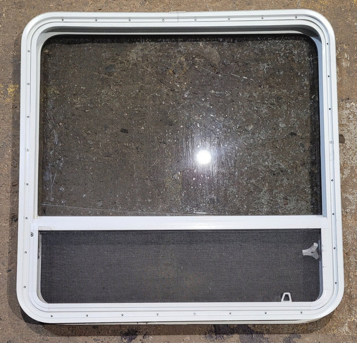 Used White Radius Opening Window : 35 1/2" W x 35 1/4" H x 1 3/4" D