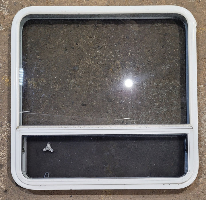 Used White Radius Opening Window : 35 1/2" W x 35 1/4" H x 1 3/4" D