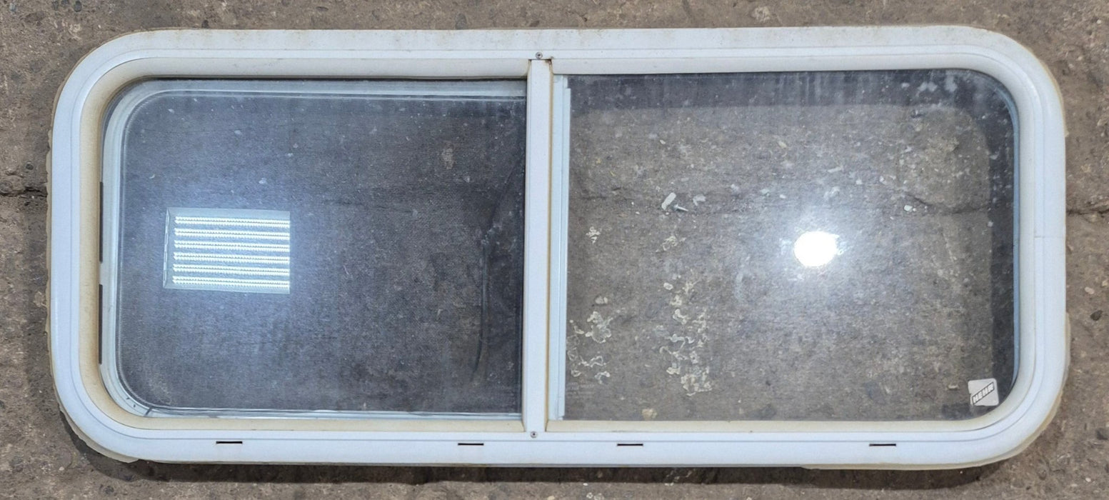 Used White Radius Opening Window : 36 1/4" W x 14 3/4" H x 1 3/4" D