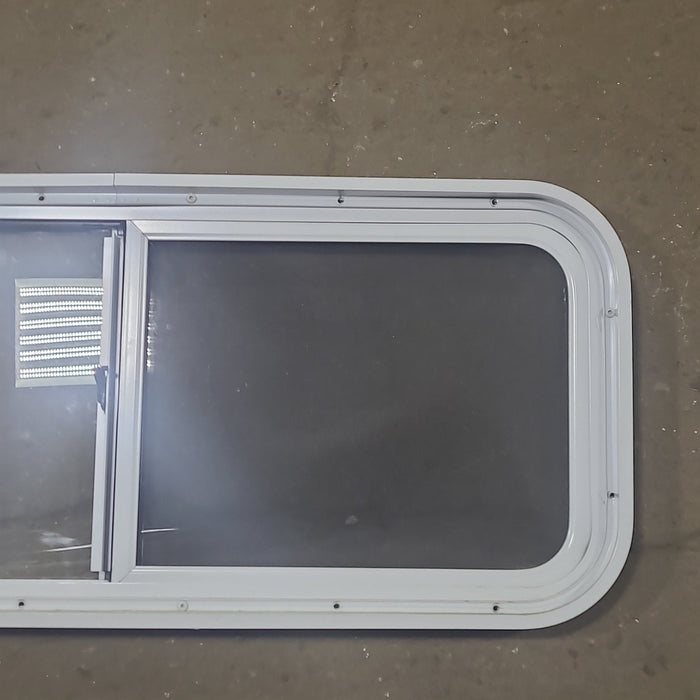 Used White Radius Opening Window : 36 1/4" W x 14 3/4" H x 1 3/4" D - Young Farts RV Parts