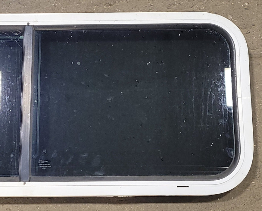 Used White Radius Opening Window : 36 1/4" W X 14 3/4" H X 1 7/8" D - Young Farts RV Parts
