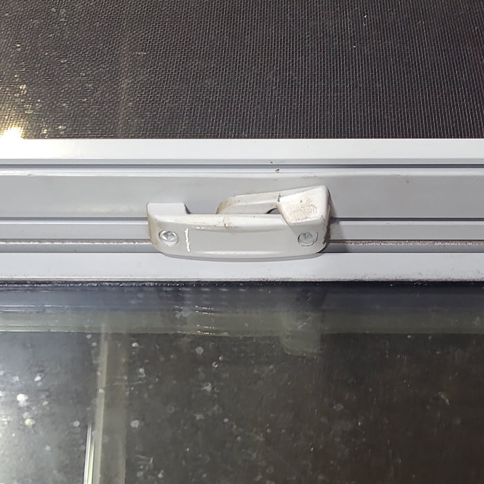 Used White Radius Opening Window : 36 1/4" W x 17 3/4" H x 1 7/8" D - Young Farts RV Parts